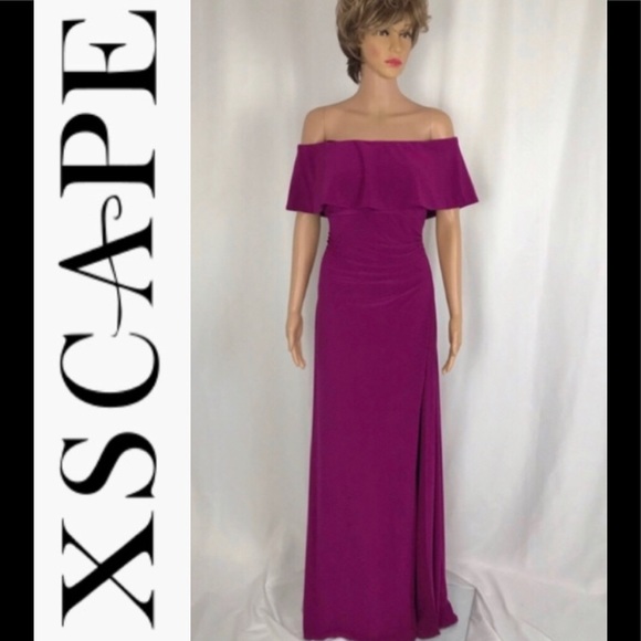Xscape Dresses & Skirts - Gorgeous Magenta Off the Shoulder Evening Gown